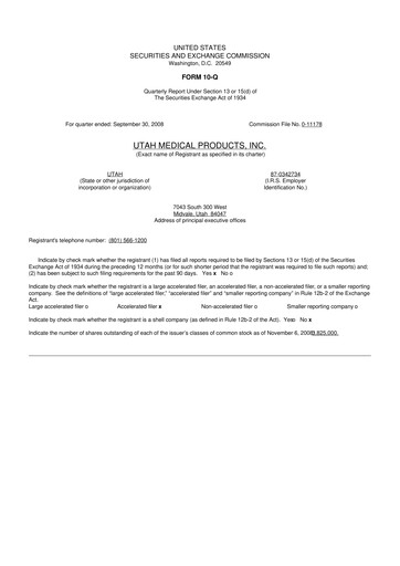 Thumbnail Utah Medical Products 10-Q Quarterly Report FY 