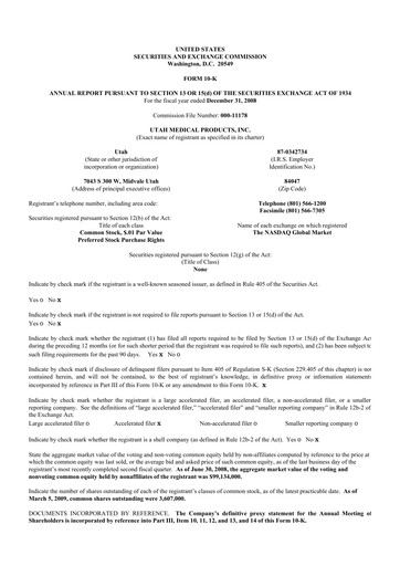 Thumbnail Utah Medical Products 10-K Annual Report 