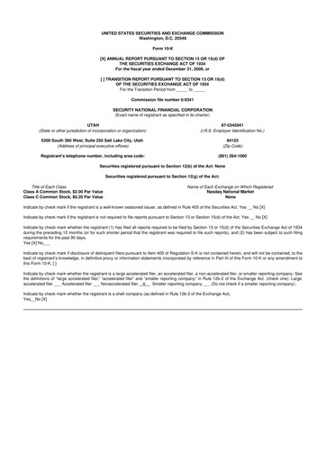 Thumbnail Security National Financial Corporation 10-K Annual Report 