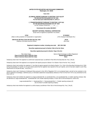 Thumbnail Security National Financial Corporation 10-K Annual Report 