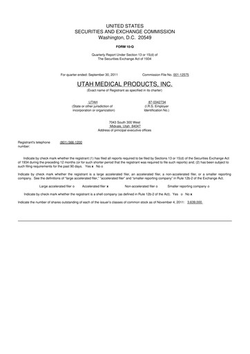 Thumbnail Utah Medical Products 10-Q Quarterly Report FY2011 