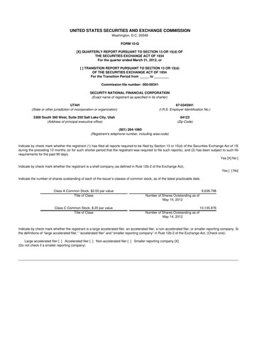 Thumbnail Security National Financial Corporation 10-Q Quarterly Report FY2012 