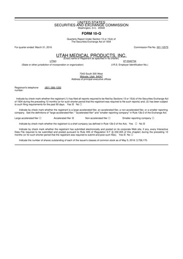 Thumbnail Utah Medical Products 10-Q Quarterly Report FY2016 