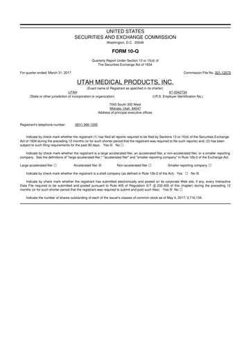 Thumbnail Utah Medical Products 10-Q Quarterly Report FY2017 