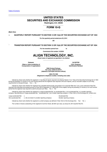Miniature Align Technology
 10-Q Rapport trimestriel 2014 