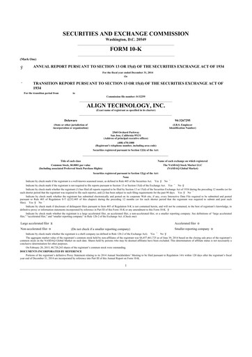 Thumbnail Align Technology
 10-K Annual Report 2014