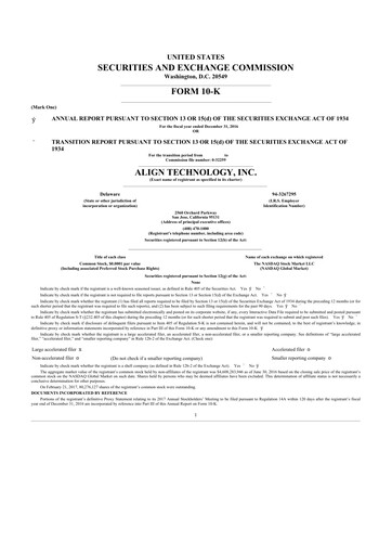 Thumbnail Align Technology
 10-K Annual Report 2016