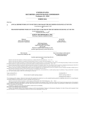 Thumbnail Align Technology
 10-K Annual Report 2017