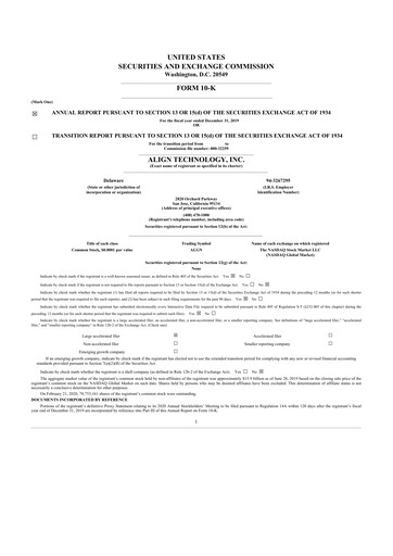 Thumbnail Align Technology
 10-K Annual Report 2019