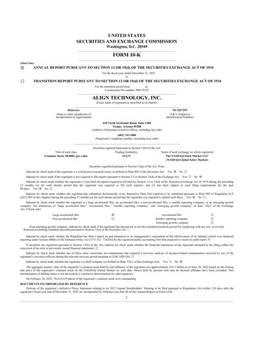 Thumbnail Align Technology
 10-K Annual Report 2022