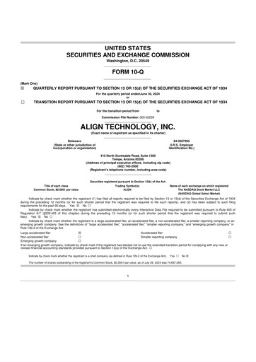 Miniature Align Technology
 10-Q Rapport trimestriel 2024 