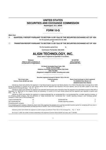 Thumbnail Align Technology
 10-Q Quarterly Report FY2026 