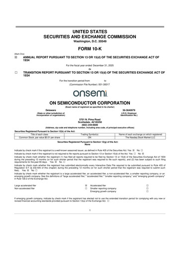 Thumbnail ON Semiconductor 10-K Annual Report 2025