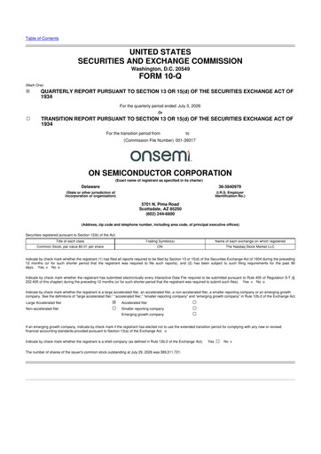 Miniature ON Semiconductor 10-Q Rapport trimestriel 2026 