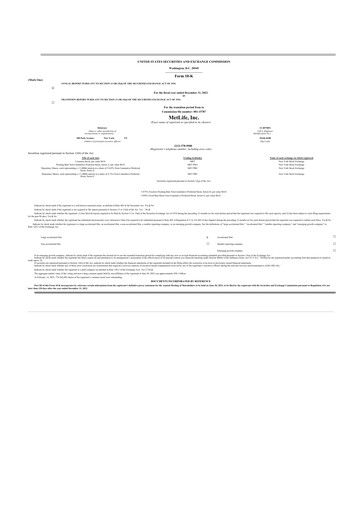 Miniature MetLife 10-K Rapport annuel 2022