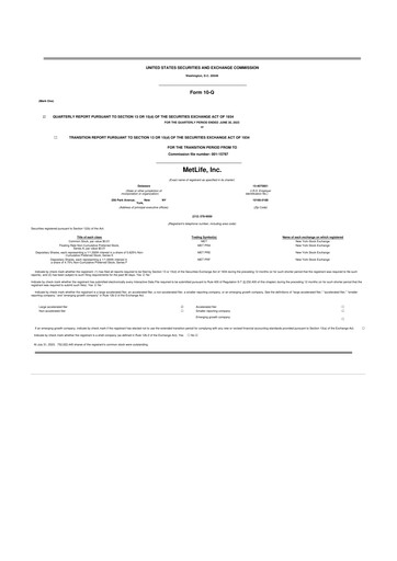 Thumbnail MetLife 10-Q Quarterly Report FY2023 