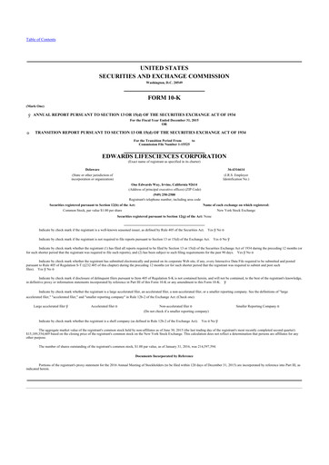 Thumbnail Edwards Lifesciences 10-K Annual Report 2015