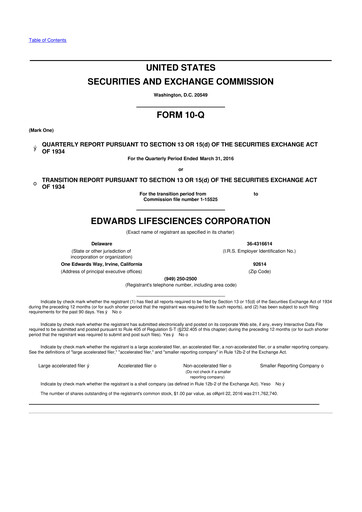 Thumbnail Edwards Lifesciences 10-Q Quarterly Report FY2016 