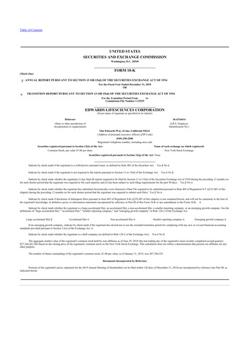 Thumbnail Edwards Lifesciences 10-K Annual Report 2018