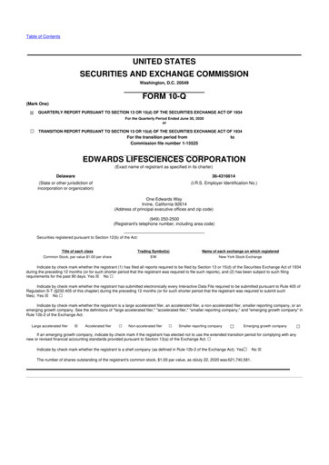 Thumbnail Edwards Lifesciences 10-Q Quarterly Report FY2020 