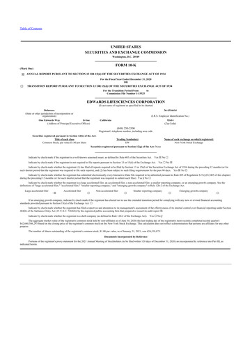 Thumbnail Edwards Lifesciences 10-K Annual Report 2020