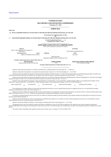 Thumbnail Edwards Lifesciences 10-K Annual Report 2022