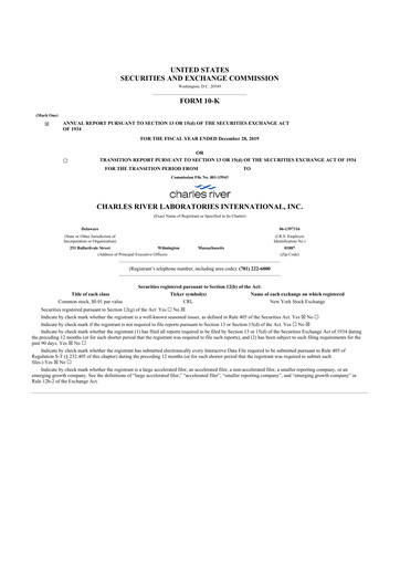 Thumbnail Charles River Laboratories
 10-K Annual Report 2019