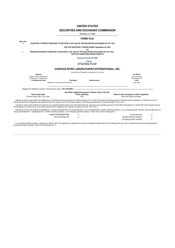 Miniature Charles River Laboratories
 10-Q Rapport trimestriel 2021 