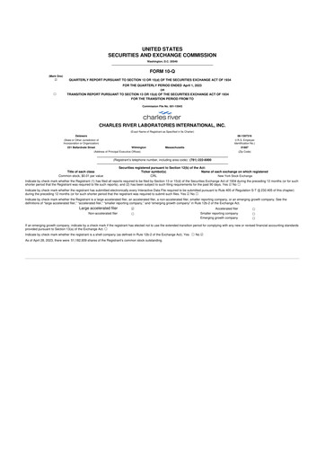 Miniature Charles River Laboratories
 10-Q Rapport trimestriel 2023 