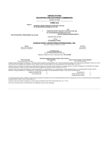 Miniature Charles River Laboratories
 10-Q Rapport trimestriel 2024 