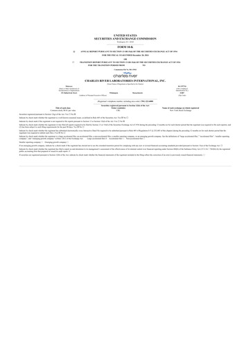 Thumbnail Charles River Laboratories
 10-K Annual Report 