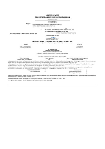 Miniature Charles River Laboratories
 10-Q Rapport trimestriel 2025 