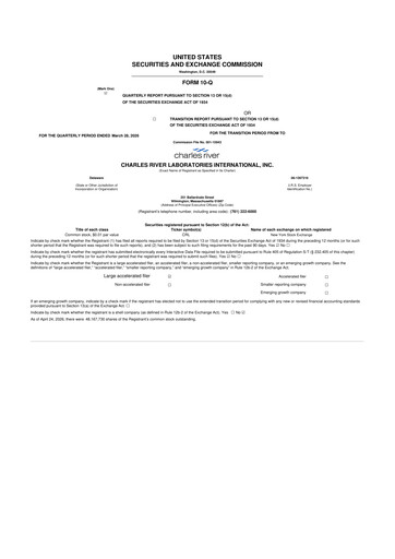 Thumbnail Charles River Laboratories
 10-Q Quarterly Report FY 