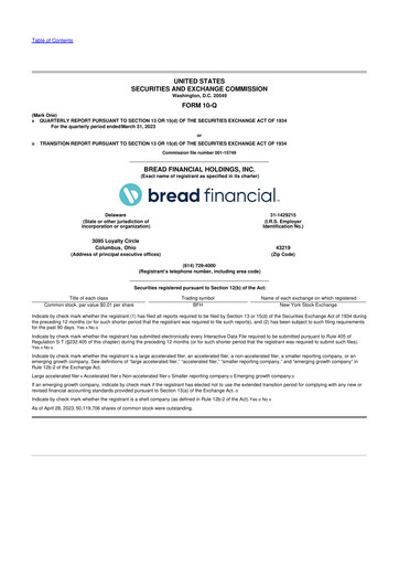 Thumbnail Bread Financial 10-Q Quarterly Report FY 