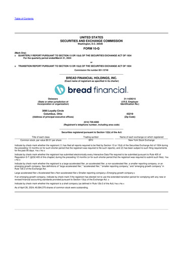 Thumbnail Bread Financial 10-Q Quarterly Report FY 