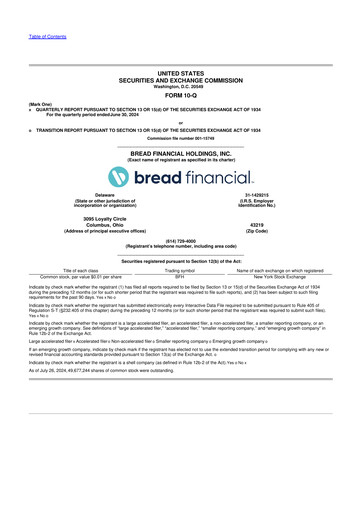 Thumbnail Bread Financial 10-Q Quarterly Report FY 