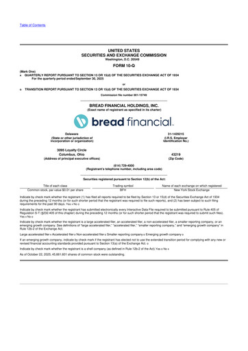 Thumbnail Bread Financial 10-Q Quarterly Report FY 