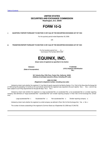 Thumbnail Equinix 10-Q Quarterly Report FY 