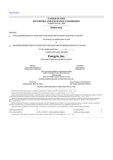 Thumbnail Entegris 10-K Annual Report 2014