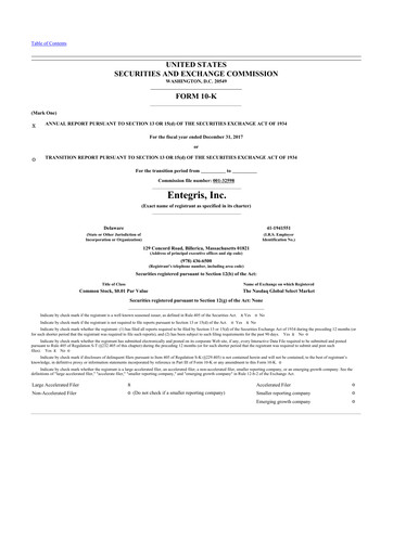 Thumbnail Entegris 10-K Annual Report 2017