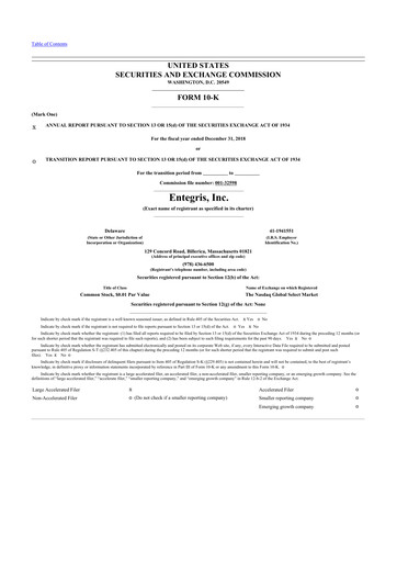 Thumbnail Entegris 10-K Annual Report 2018