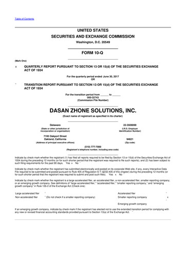 Miniature DZS Inc 10-Q Rapport trimestriel  