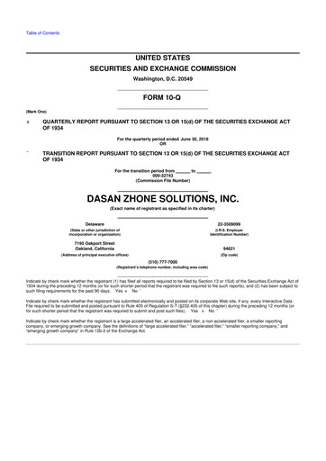Miniature DZS Inc 10-Q Rapport trimestriel 2018 