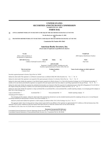 Thumbnail American Realty Investors 10-K Annual Report 2020