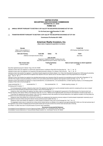 Thumbnail American Realty Investors 10-K Annual Report 