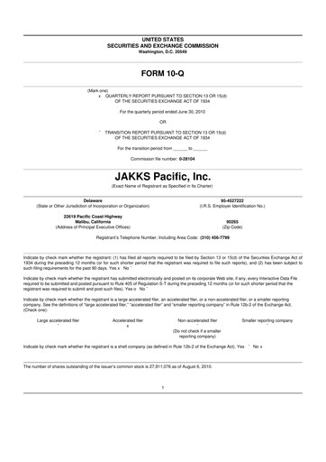 Thumbnail Jakks Pacific
 10-Q Quarterly Report FY 