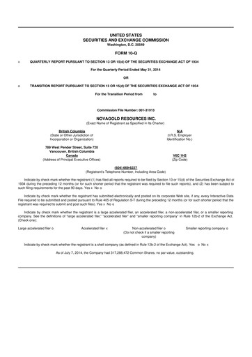 Thumbnail NovaGold Resources
 10-Q Quarterly Report FY2014 