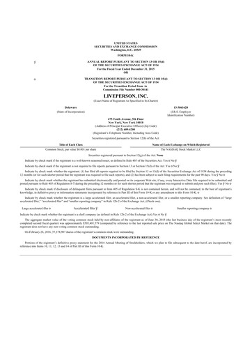 Thumbnail LivePerson 10-K Annual Report 2015