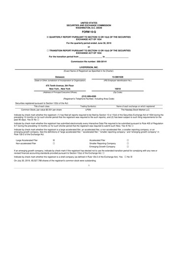 Miniature LivePerson 10-Q Rapport trimestriel 2019 