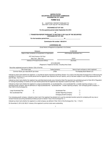 Miniature LivePerson 10-Q Rapport trimestriel 2019 